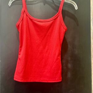 Red Ribbed Tank Top